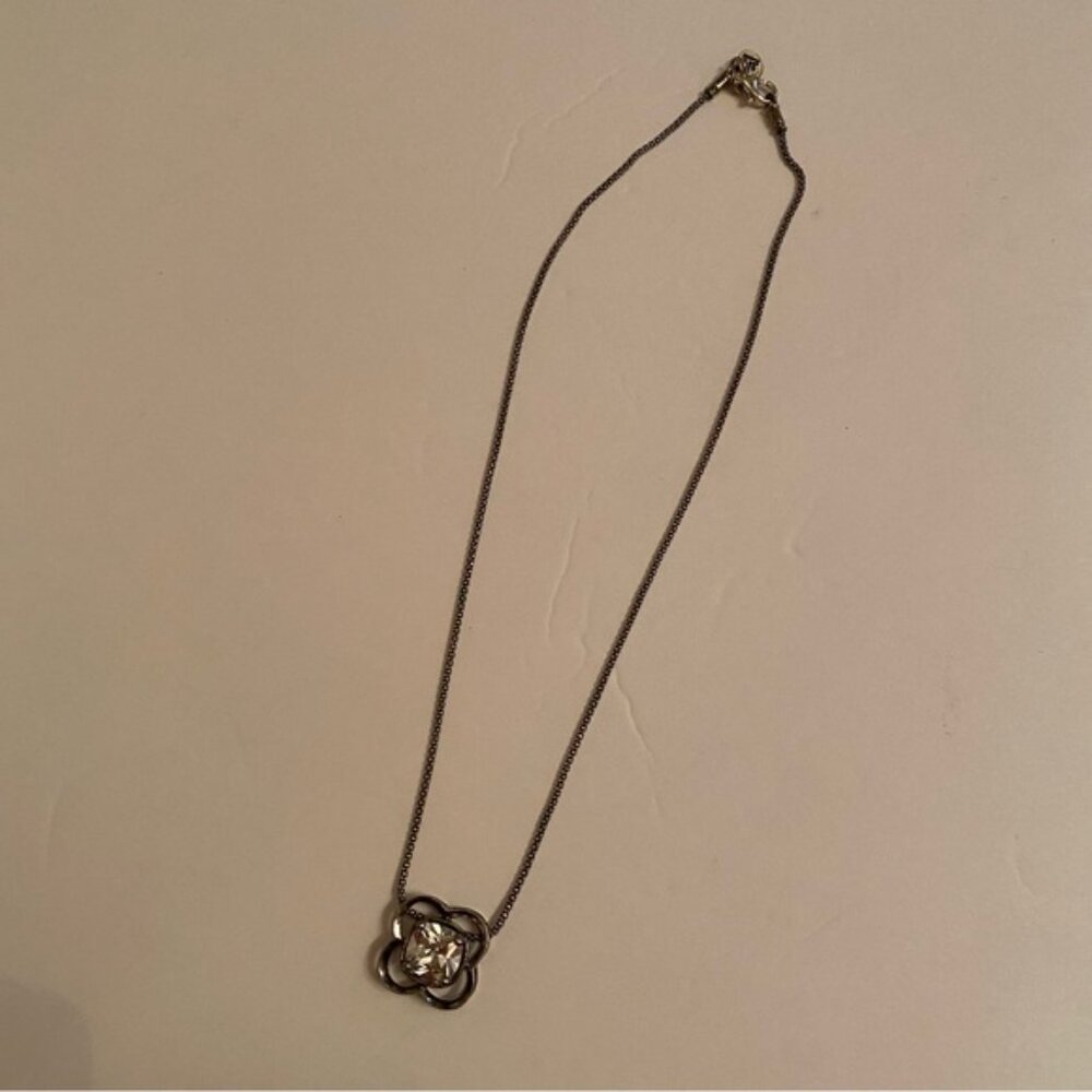 SILPADA NECKLACE STERLING SILVER 925 POPCORN CHAIN 16” CZ FLOWER PENDANT N1411 - Picture 9 of 11